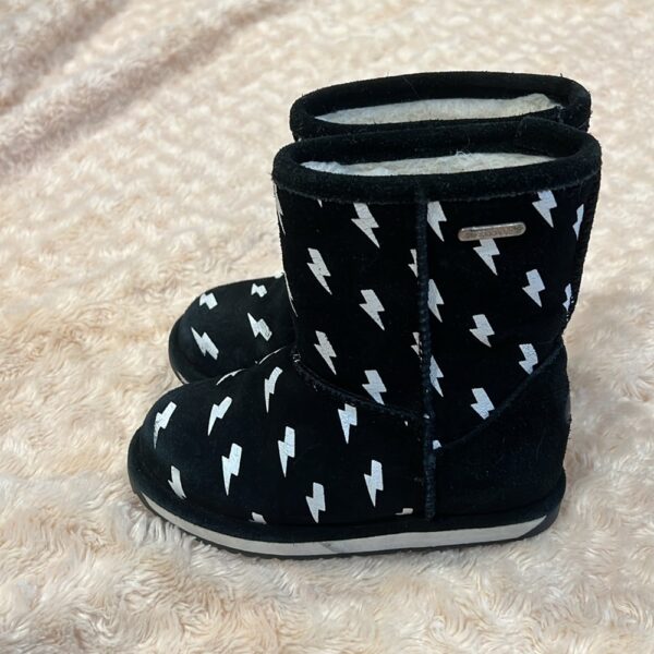 EMU, boy’s black boots with lightning bolts, size 10