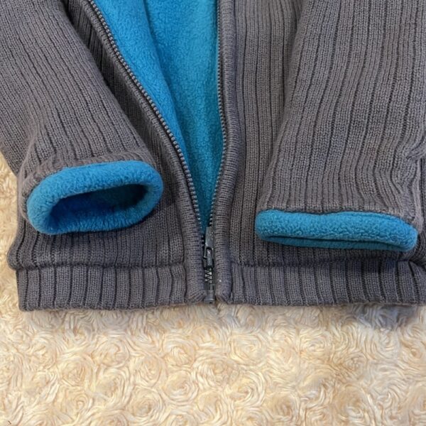 Obaibi, thick fleece lined grey zip up sweater, size 2
