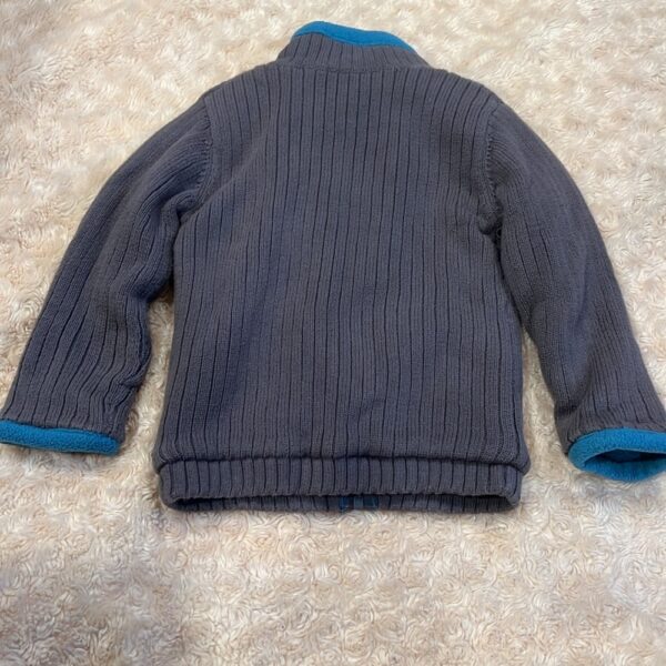 Obaibi, thick fleece lined grey zip up sweater, size 2