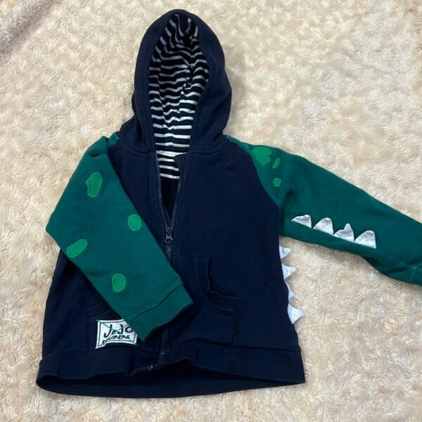 Jojo Maman Bebe, boy’s zip-up dinosaur hoodie, sz 18-24 months
