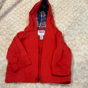 Janie and Jack, orange zip up rain resistant wind breaker, size 12-24 months
