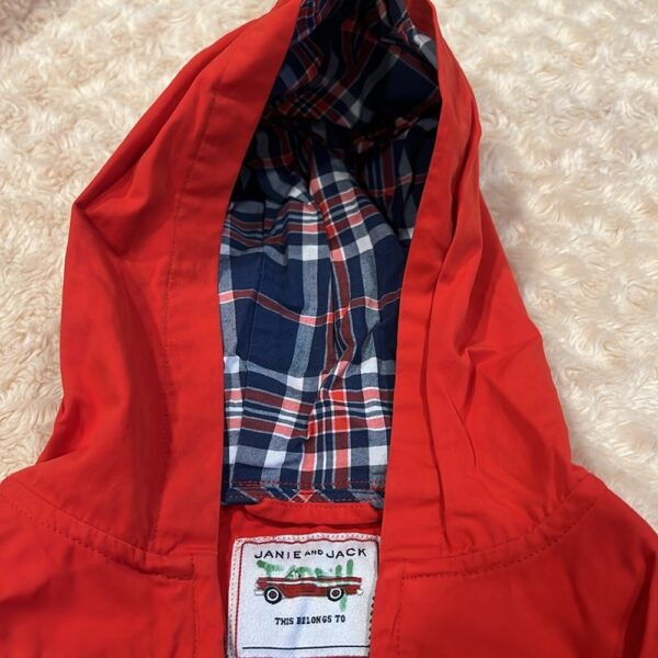 Janie and Jack, orange zip up rain resistant wind breaker, size 12-24 months