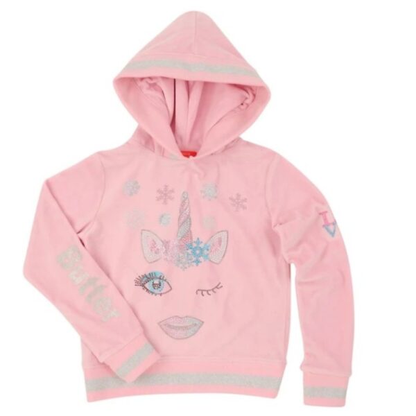 BUTTER Winter Unicorn Velour Cross-Back Hoodie