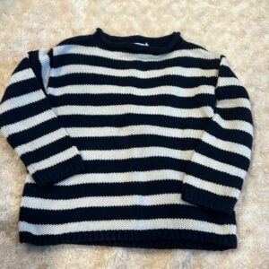 Crewcuts, classic navy and white roll neck sweater, size 3