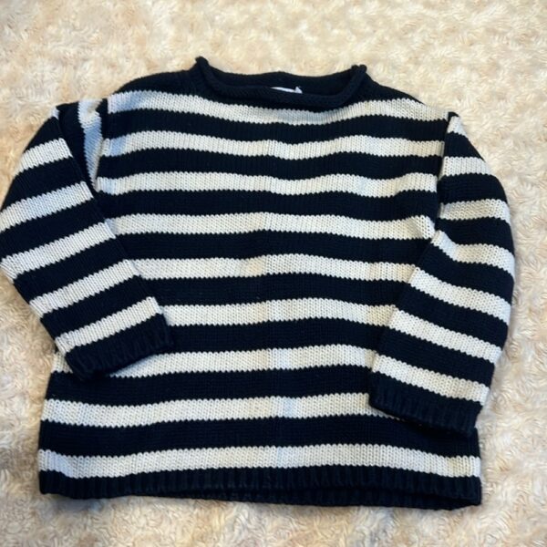 Crewcuts, classic navy and white roll neck sweater, size 3