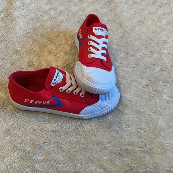 Feiyue, worn once, pair of red no tie sneakers, great for parkour and ninja, sz2