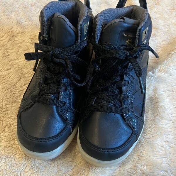 Sketchers, pr of black rechargeable light up shoes, size 1