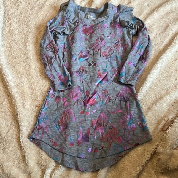Chaser by Disney, Frozen long sleeved jersey dress with metallic pics, size 6
