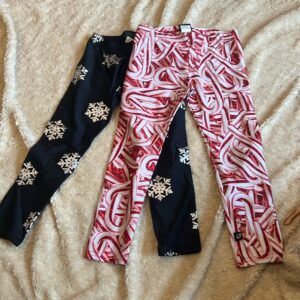 Terez, pair of girl’s holiday leggings, little girl’s size 5-6