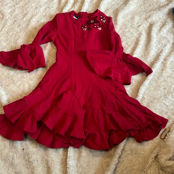 Kate Mack, lightweight asymmetrical tiered red dress, size 5