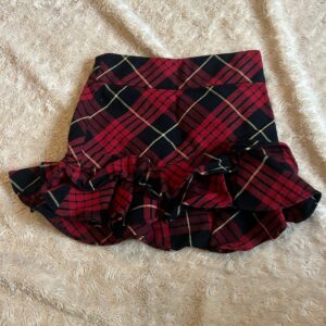Ralph Lauren, red plaid ruffle skirt with side zipper, size 4