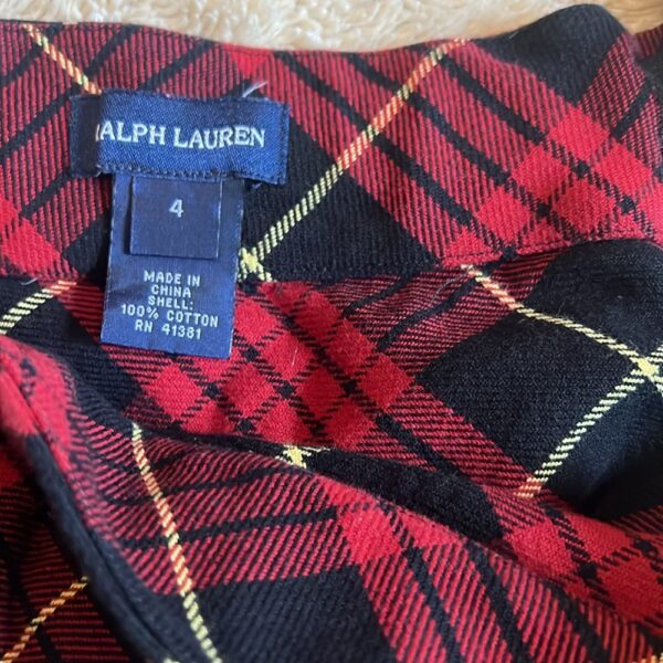 Ralph Lauren, red plaid ruffle skirt with side zipper, size 4