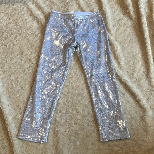 Crewcuts, silver sequin leggings with lining, size 6