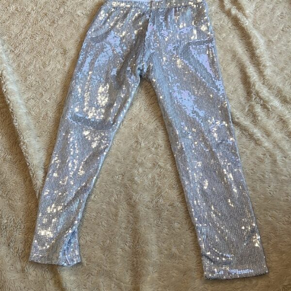 Crewcuts, silver sequin leggings with lining, size 6