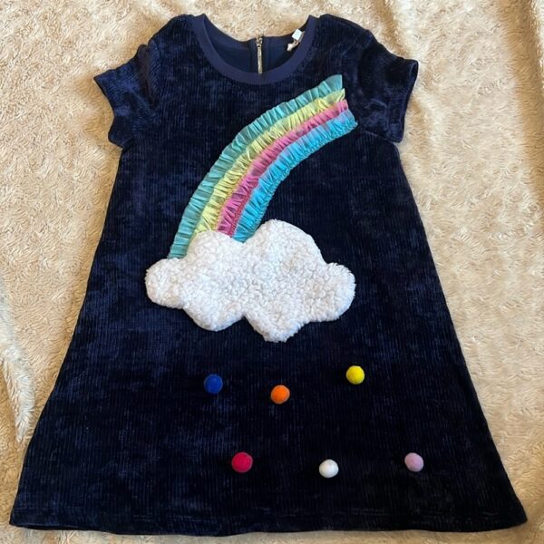 Baby Sara by SaraSara, blue sweater dress with rainbow detail, size 6