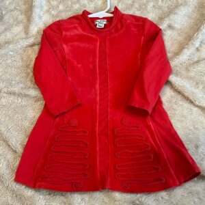 Elaine et Lena, red cotton and velour dress, size 2