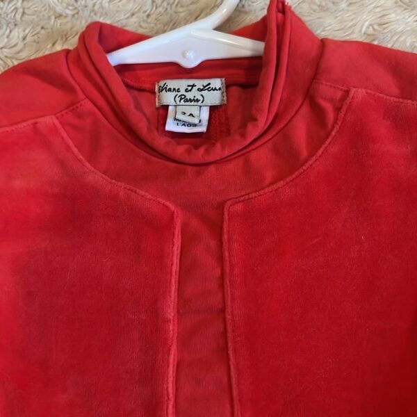Elaine et Lena, red cotton and velour dress, size 2