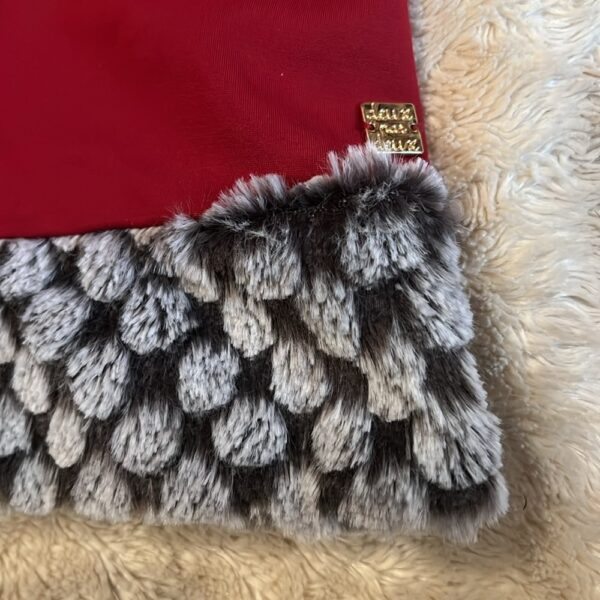 Deux par Deux, red holiday dress with faux fur detail, size 7