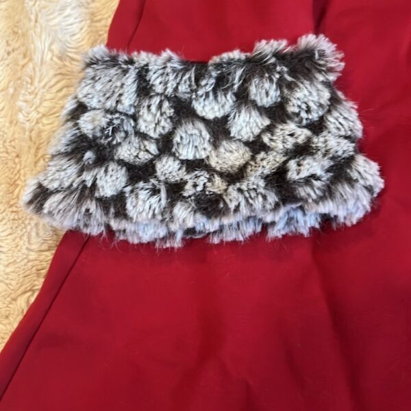 Deux par Deux, red holiday dress with faux fur detail, size 7