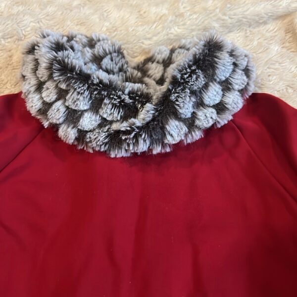 Deux par Deux, red holiday dress with faux fur detail, size 7