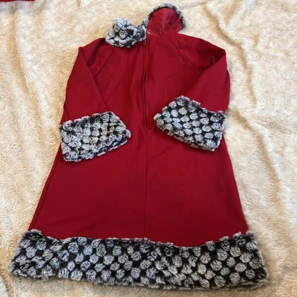 Deux par Deux, red holiday dress with faux fur detail, size 7