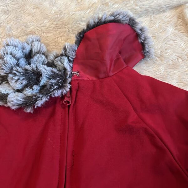 Deux par Deux, red holiday dress with faux fur detail, size 7