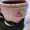 Kamik, pair of girl’s snow boots, black and light pink, size 2