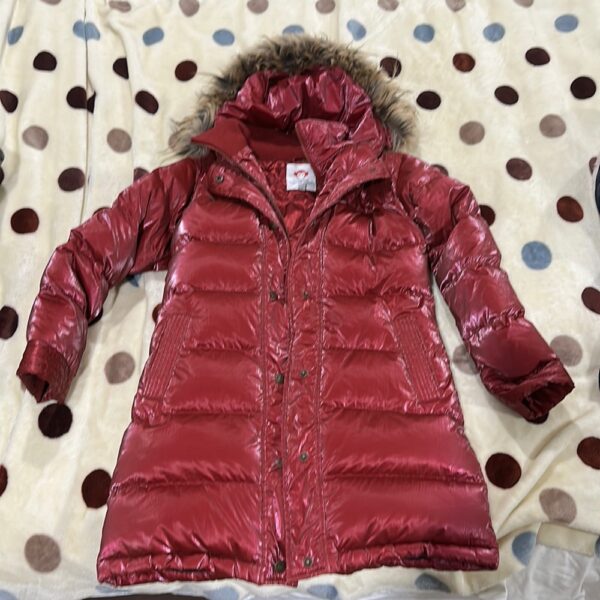 Appaman, hooded 3/4 down coat with faux fur, size 10