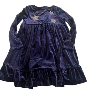 Joules, adorable dark blue velvet long sleeved dress with sequins, size 6