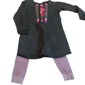 Hatley, 2 pc outfit, double-quilted tunic with sparkle leggings, size 5