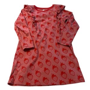 Tea, long sleeved jersey dress with strawberries, size 7