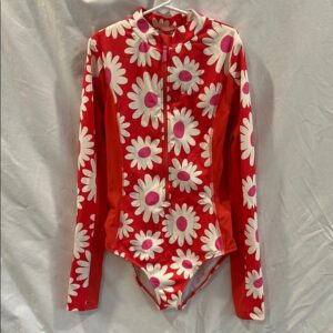 Mini Boden Red Floral Long Sleeved Girl’s Swimsuit, sz 13-14 yrs