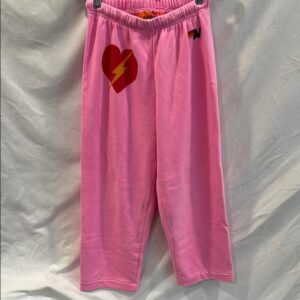 Aviator Nation Pink Track Pants with Red Heart