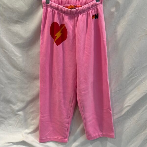 Aviator Nation Pink Track Pants with Red Heart