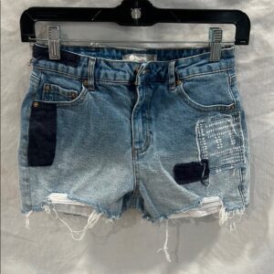 Tractr Blue Distressed Patchwork Denim Shorts