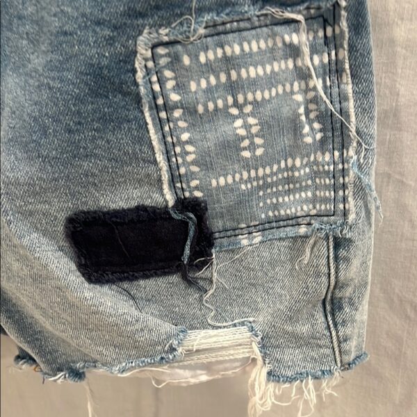 Tractr Blue Distressed Patchwork Denim Shorts