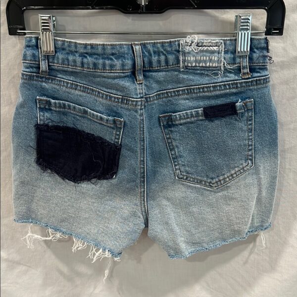 Tractr Blue Distressed Patchwork Denim Shorts