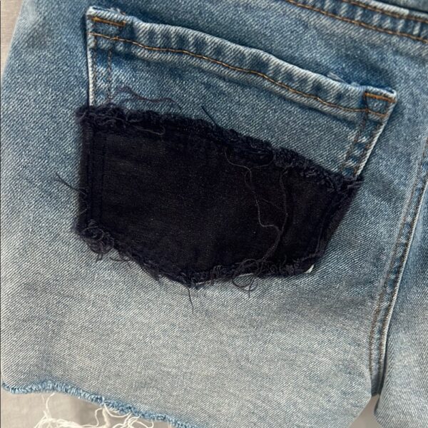Tractr Blue Distressed Patchwork Denim Shorts