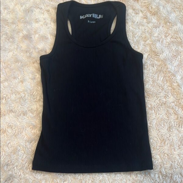 Katie J NYC Black Fitted Tank Top, size XL