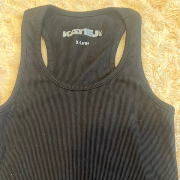 Katie J NYC Black Fitted Tank Top, size XL
