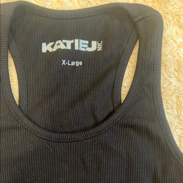 Katie J NYC Black Fitted Tank Top, size XL