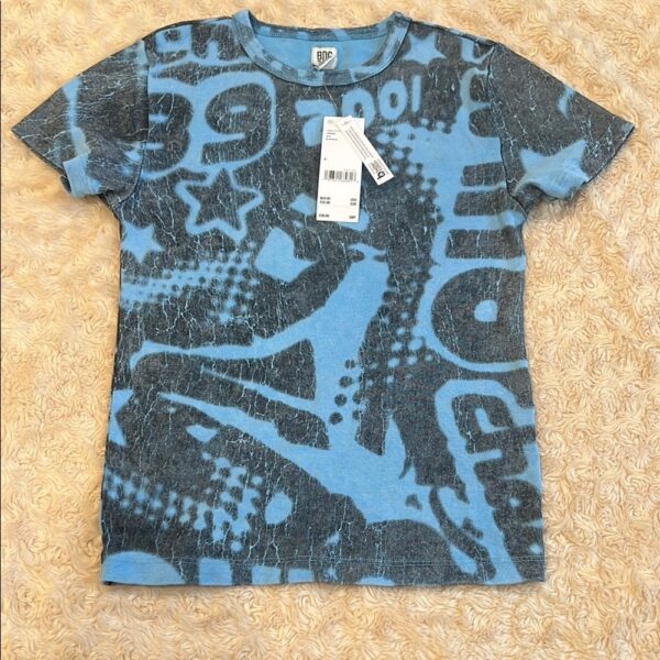 NWT, BDG, blue and gray graphic tee, size small