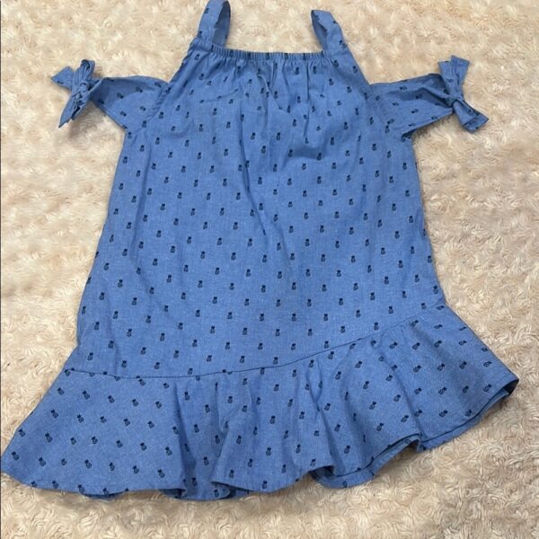 NWOT, Bloomingdale’s Mini Series, Blue Cold-Shoulder Dress with Ruffle Hem