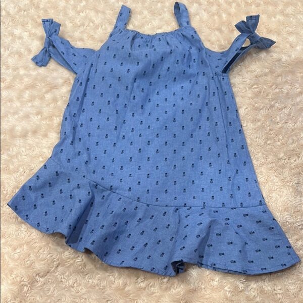 NWOT, Bloomingdale’s Mini Series, Blue Cold-Shoulder Dress with Ruffle Hem