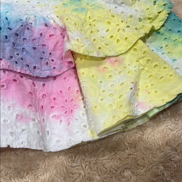 Like New, Katie J NYC Colorful Eyelet Ruffle Skirt, Size Large