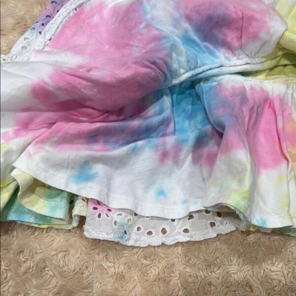 Like New, Katie J NYC Colorful Eyelet Ruffle Skirt, Size Large