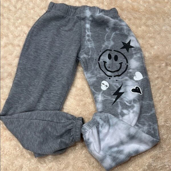 Like New, Firehouse, Gray Kids Jogger Pants with Smiley Design, Size Small