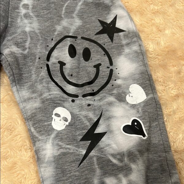Like New, Firehouse, Gray Kids Jogger Pants with Smiley Design, Size Small