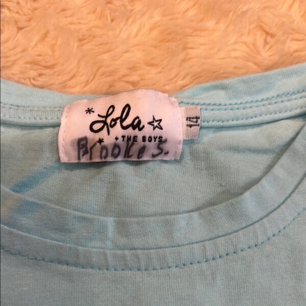 Lola + The Boys, Kids Blue Shirt with Rainbow Sequin Stripes, Size 14