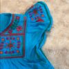 Peek, Girl’s Aqua Lined Linen Dress with Embroidery, Size 18-24 months